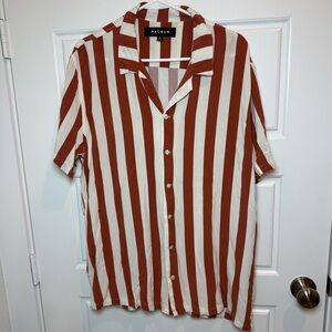 PacSun Men's Red and White Striped Button-Down Shirt
